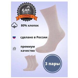 Мужские носки ГРАНД, 3 пары, классические, размер 44/46, серый