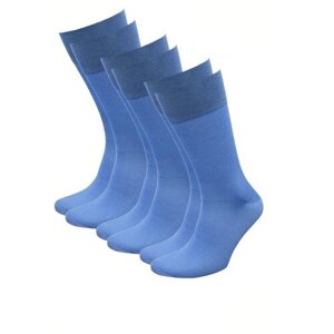 Мужские носки ГРАНД, 3 пары, высокие, бесшовные, размер 42/46, голубой
