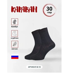 Мужские носки Караван, 30 пар, классические, антибактериальные свойства, размер 25, черный