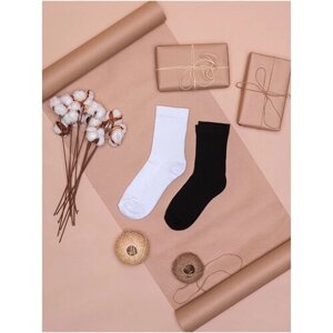 Мужские носки NL Textile Group, 2 пары, высокие, махровые, размер 27-29, белый, черный