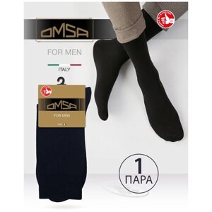 Мужские носки Omsa, 1 пара, высокие, размер 45-47, черный