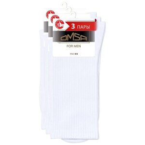 Мужские носки Omsa, 3 пары, 3 уп., высокие, размер 36-38, белый