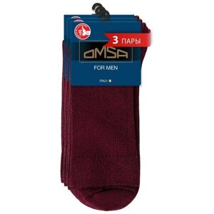 Мужские носки Omsa, 3 пары, классические, размер 42-44, бордовый