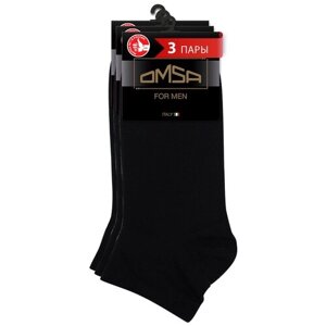 Мужские носки Omsa, 3 пары, укороченные, размер 39-41, черный