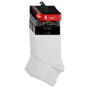 Мужские носки Omsa, 5 пар, укороченные, размер 39-41, белый