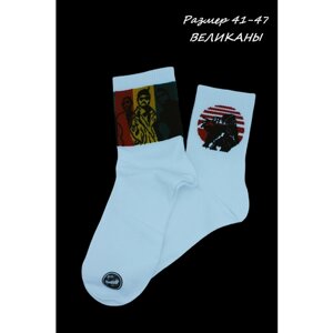 Мужские носки RoeRue, 2 пары, высокие, размер 41-47, красный, белый
