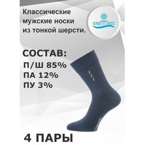 Мужские носки САРТЭКС, 4 пары, высокие, утепленные, размер 31, синий