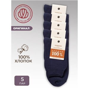 Мужские носки Смоленская Чулочная Фабрика, 5 пар, 5 уп., классические, нескользящие, размер 31, синий