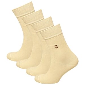 Мужские носки STATUS, 4 пары, классические, антибактериальные свойства, быстросохнущие, вязаные, износостойкие, усиленная пятка, размер 25, бежевый