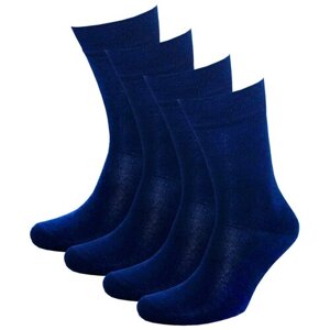 Мужские носки STATUS, 4 пары, классические, антибактериальные свойства, быстросохнущие, вязаные, износостойкие, усиленная пятка, размер 25, синий