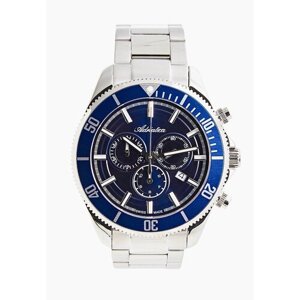 Наручные часы Adriatica Швейцарские наручные часы Adriatica A1139.5115CHN с хронографом, серебряный, синий
