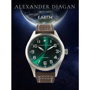Наручные часы Alexander Diagan Часы мужские кварцевые, зеленый, серебряный