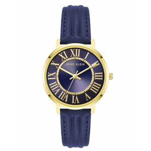 Наручные часы ANNE KLEIN Leather Часы наручные женские Anne Klein 3836GPNV, Кварцевые, синий, желтый