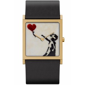 Наручные часы Briller Art Девочка с воздушным шаром (Бэнкси), золотой