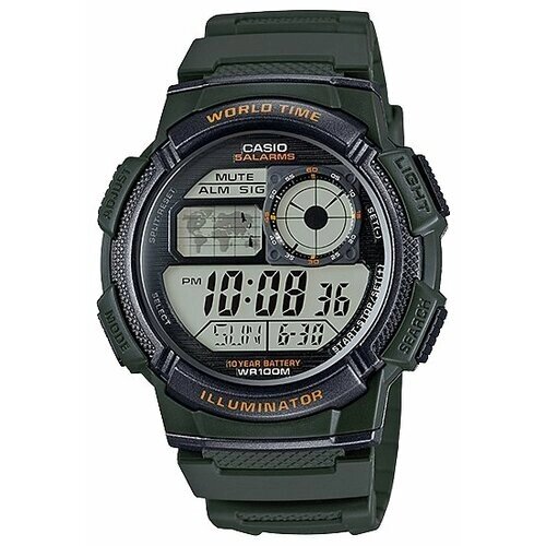 Наручные часы CASIO AE-1000W-3A, оранжевый, зеленый