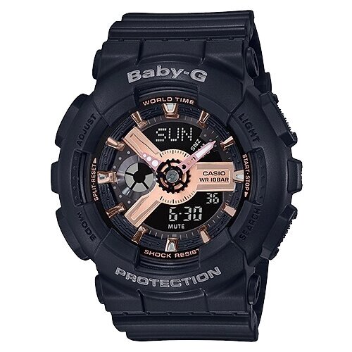 Наручные часы CASIO BA-110RG-1A, черный, розовый