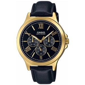 Наручные часы CASIO Часы наручные CASIO MTP-V300GL-1A, черный, золотой