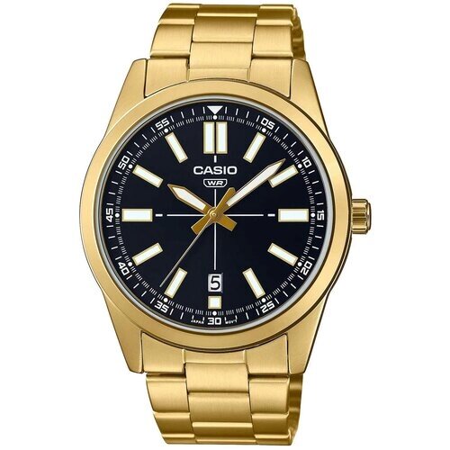 Наручные часы CASIO Collection Часы мужские Casio MTP-VD02G-1E, черный, золотой