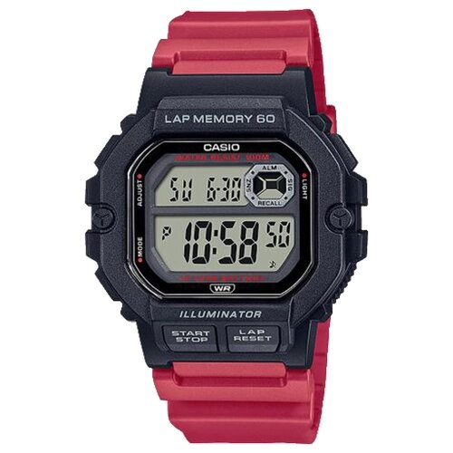 Наручные часы CASIO Collection WS-1400H-4A, черный, красный