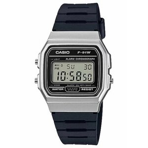 Наручные часы CASIO Наручные часы CASIO Collection Men Casio F91WM-7AD мужские, кварцевые, будильник, водонепроницаемые, подсветка дисплея, серый, серебряный