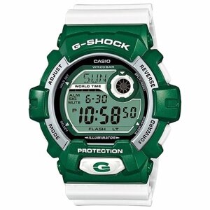 Наручные часы CASIO Наручные часы CASIO G-Shock G-8900CS-3DR мужские, будильник, секундомер, таймер, водонепроницаемые, противоударные, подсветка, белый, зеленый, белый, зеленый