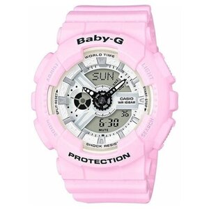 Наручные часы CASIO женские Женские японские противоударные часы Casio Baby-G BA-110BE-4A с гарантией кварцевые, будильник, секундомер, противоударные, белый, розовый