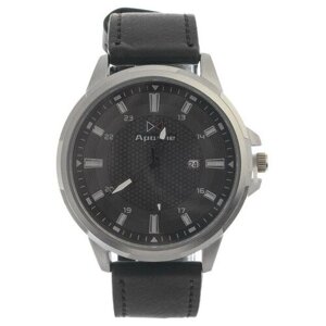 Наручные часы Часы наручные кварцевые мужские "Аранс" с календарем, d-4.5 см, черный ремешок, черный
