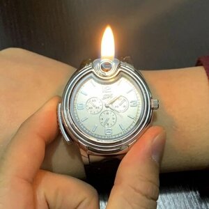 Наручные часы Часы наручные мужские кварцевые, белый циферблат, с газовой зажигалкой в подарочной упаковке, серебряный, белый