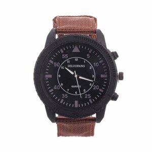 Наручные часы Часы наручные мужские "Солдат" коричневые, d:4.5 см, ремешок текстиль 22 мм, черный
