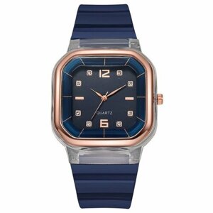 Наручные часы Часы наручные женские, d-4.1 см, ремешок силикон, синие, мультиколор