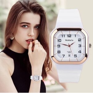 Наручные часы Часы женские наручные WMG кварцевые с силиконовым ремешком /Pink/белый