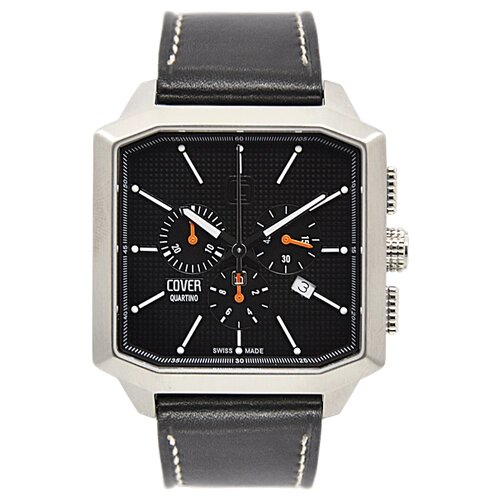 Наручные часы COVER Часы швейцарские наручные мужские кварцевые на ремне Cover Co152.03, черный