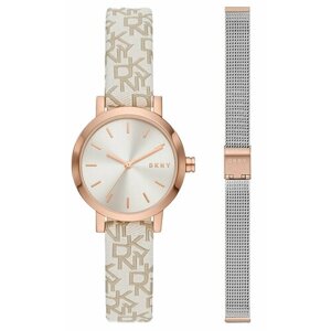 Наручные часы DKNY Набор женский Часы + 1 браслет DKNY NY6605SET, серебряный, розовый