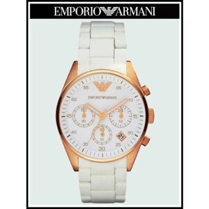 Наручные часы EMPORIO ARMANI Часы Женские Emporio Armani Белые Sportivo с хронографом, белый