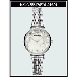 Наручные часы EMPORIO ARMANI Gianni T-Bar Женские наручные часы Emporio Armani серебристые кварцевые оригинальные, белый, серебряный
