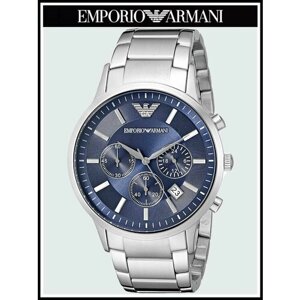 Наручные часы EMPORIO ARMANI Renato Emporio Armani Наручные Часы Мужские с синим циферблатом, синий, серебряный