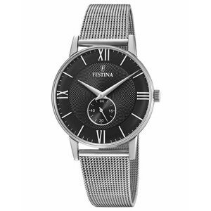 Наручные часы FESTINA Испанские часы унисекс Festina Retro F20568/4 с гарантией, серебряный, черный