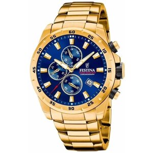 Наручные часы FESTINA Мужские Chrono Sport F20541/2 с гарантией, синий, золотой