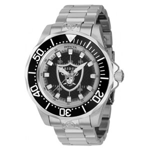 Наручные часы INVICTA Часы мужские механика с автоподзаводом Invicta NFL Las Vegas Raiders 42117, серебряный