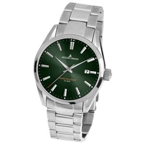 Наручные часы JACQUES LEMANS Classic 1-1859H, серебряный, зеленый