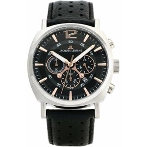 Наручные часы JACQUES LEMANS Lugano Часы наручные Jacques Lemans 1-1645J, черный, серебряный