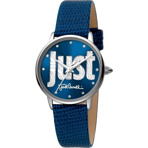 Наручные часы Just Cavalli Наручные кварцевые часы Just Cavalli JC1L116L0015, стальной корпус, кожаный ремешок, синий, серебряный