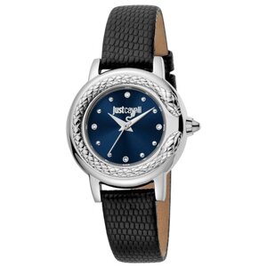 Наручные часы Just Cavalli Наручные кварцевые часы Just Cavalli JC1L151L0015, стальной корпус, кожаный ремешок, синий