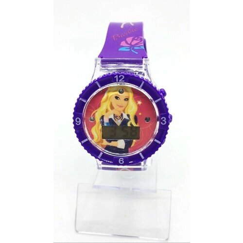 Наручные часы корпус пластик, ремешок резина, бесшумный механизм, фиолетовый