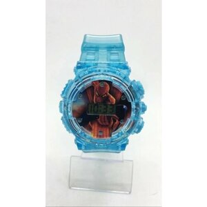 Наручные часы корпус пластик, ремешок резина, бесшумный механизм, голубой