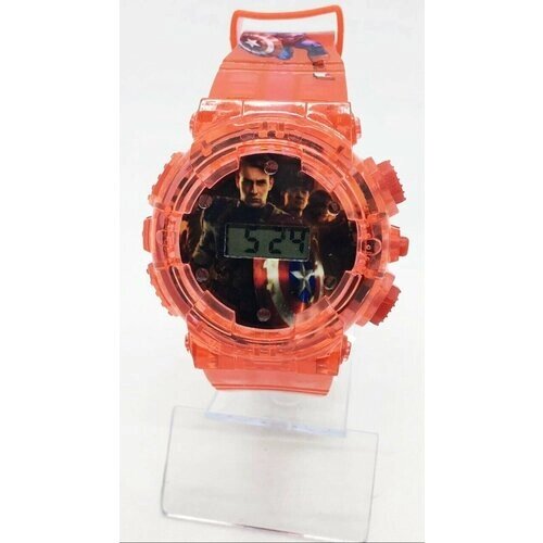 Наручные часы корпус пластик, ремешок резина, бесшумный механизм, красный