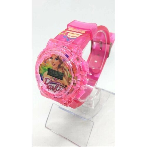 Наручные часы корпус пластик, ремешок резина, бесшумный механизм, розовый