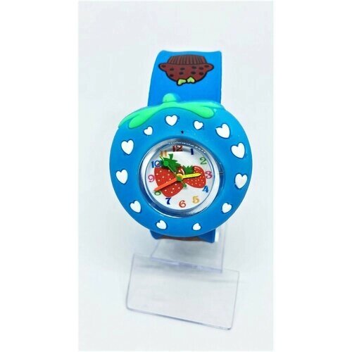 Наручные часы кварцевые, корпус пластик, ремешок пластик, бесшумный механизм, голубой