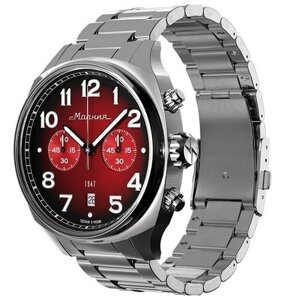 Наручные часы Молния Российские наручные часы молния 0020112-3.0-M Браслет С хронографом, красный, серебряный