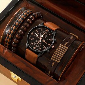 Наручные часы Мужские кварцевые часы Relogio, коричневый